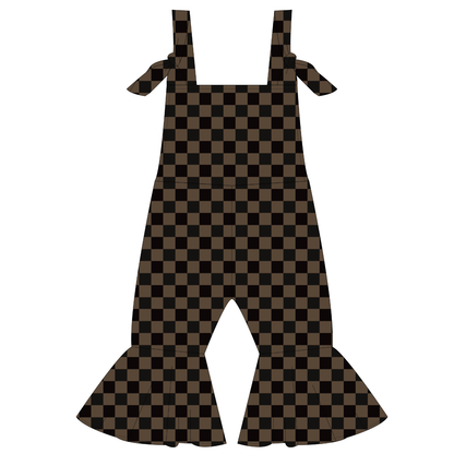Muddy Checker Bell Bottom Jumpsuit