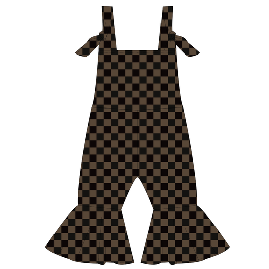 Muddy Checker Bell Bottom Jumpsuit
