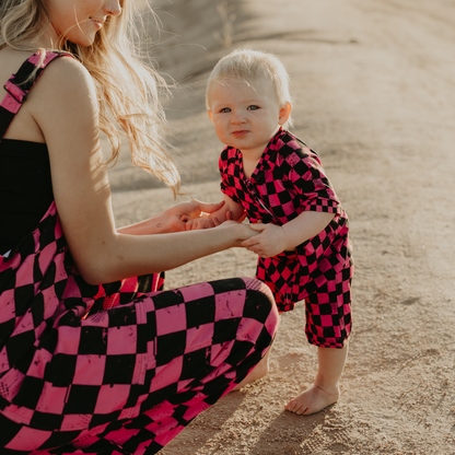 Pit Stop Pink Shorty Zip Up Pajamas