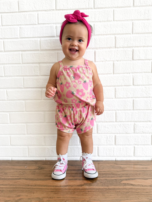 Strawberry summer- Ribbed bamboo set