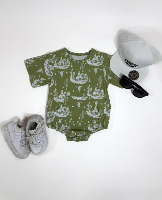 Green Western Bubble Romper