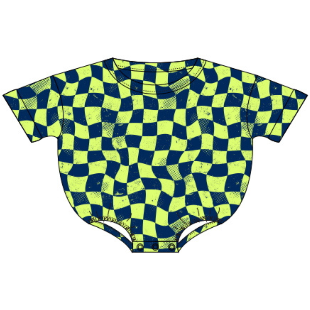 Nitro Lime Checker Bubble Romper