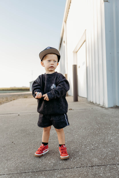 Black Acid Wash Shorts