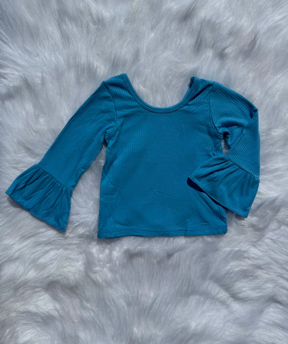 Blue Ruffled Sleeve Top