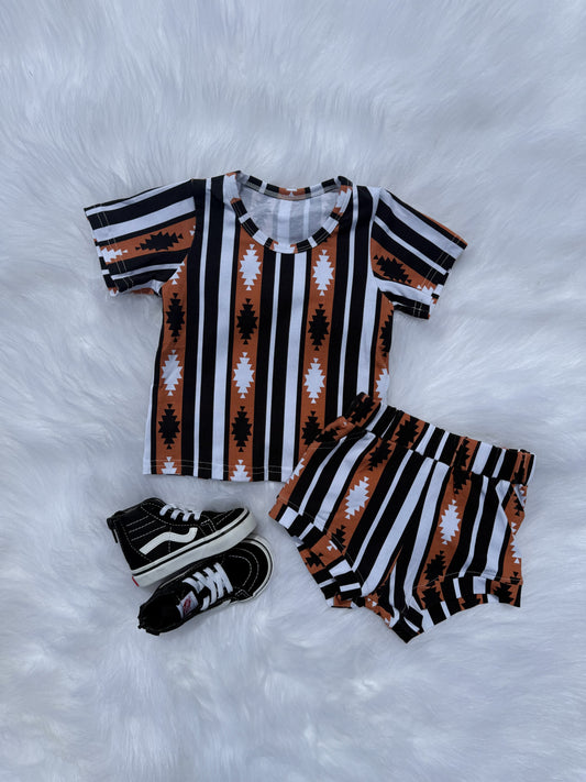 Brown Aztec Short Set