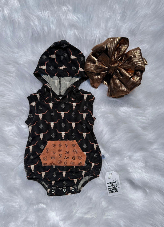 Ranch N Rust Hooded Romper