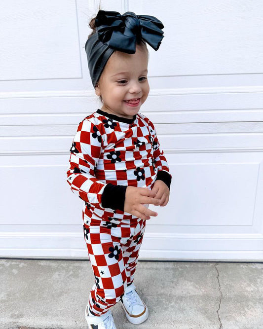 Fall Checkered Daisy Bamboo PJs