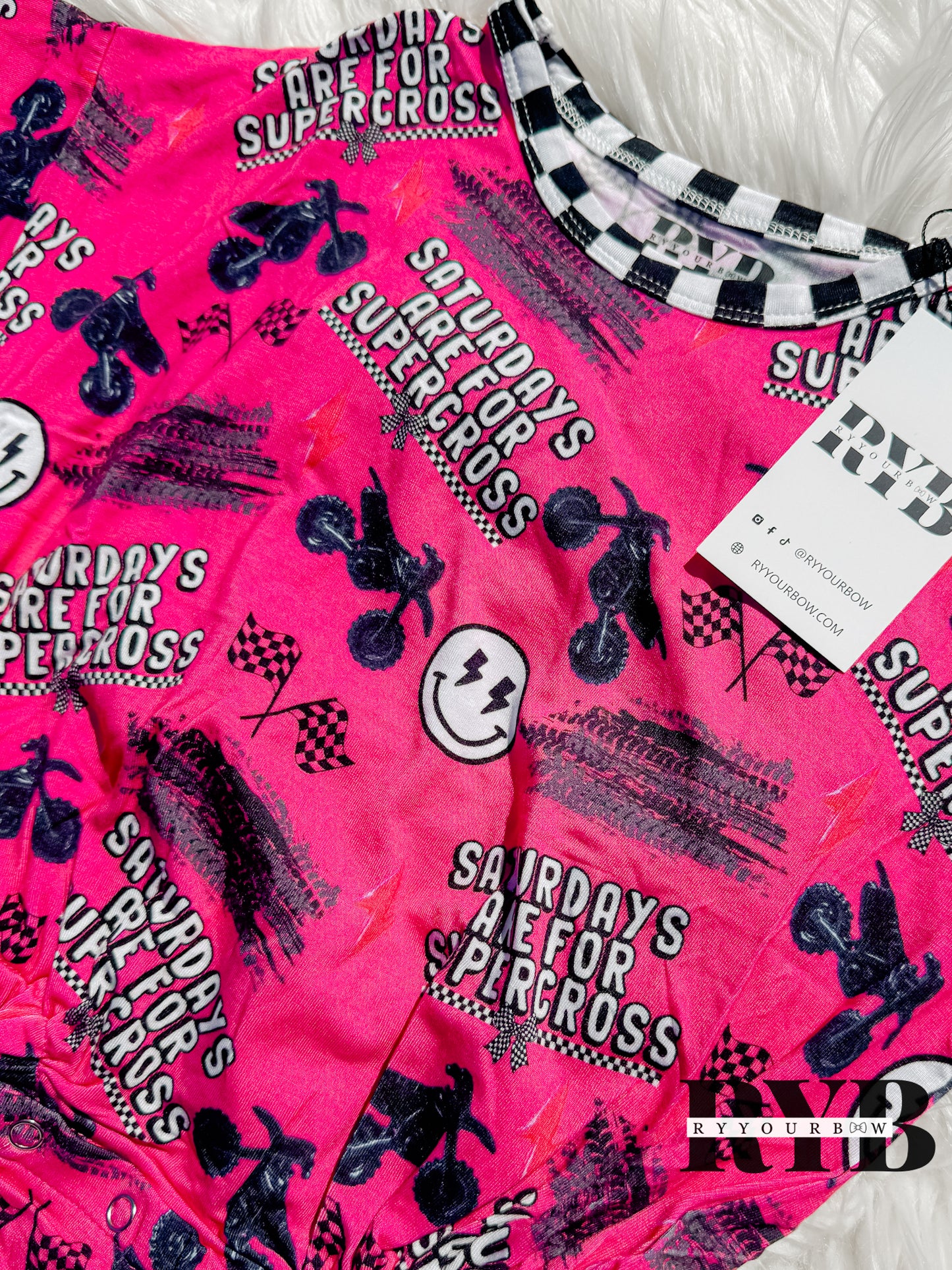 Saturdays Are For Supercross Pink Tee Romper RTS