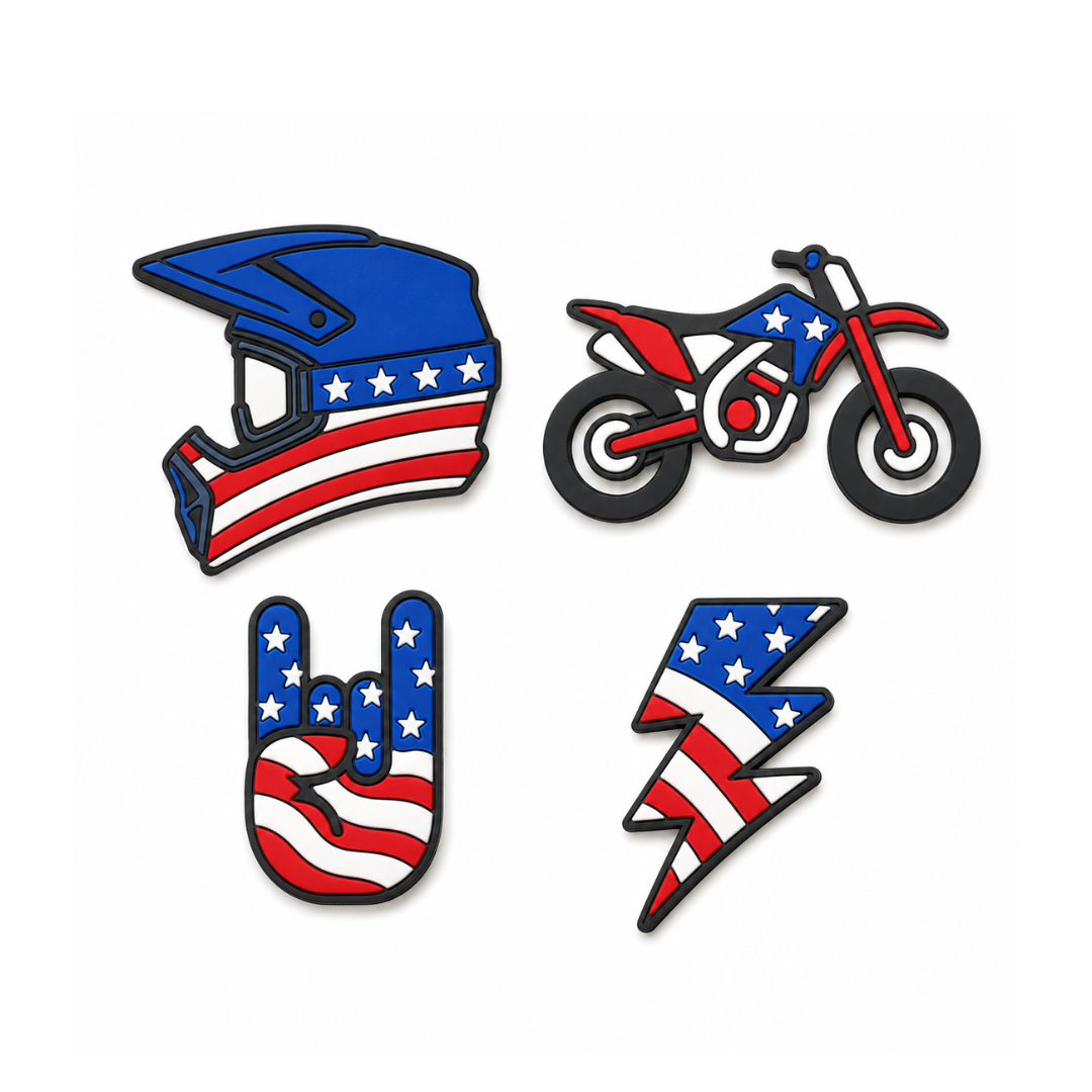 Red White & Braaap Shoe Charms
