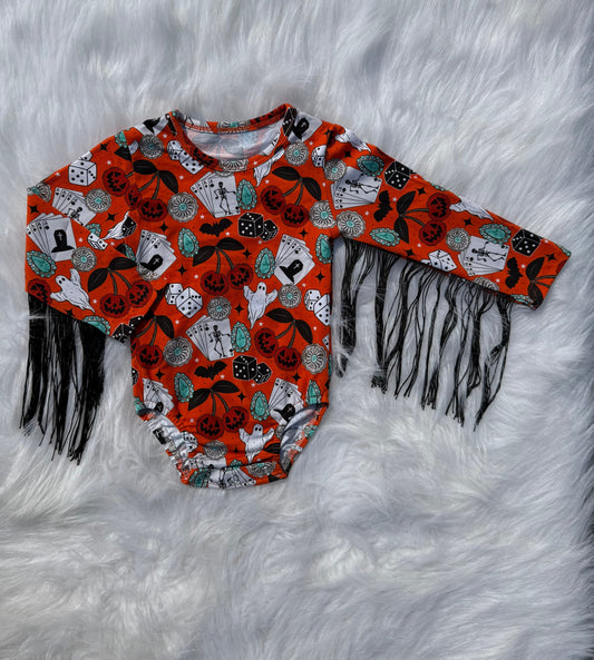 Haunted honky tonk fringe leo/top (FINAL SALE)