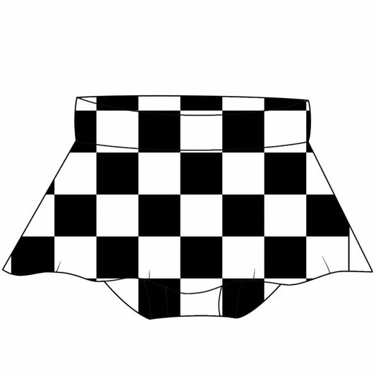 Black and White Checker Print Bummie Skirt