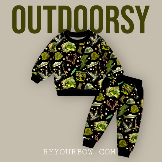 Outdoorsy Dude Sweatshirt + Joggers Set Bamboo Pre Order