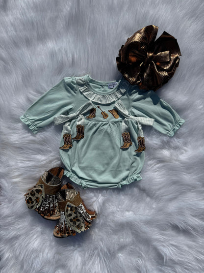 Boot scootin' Cutie smocked romper