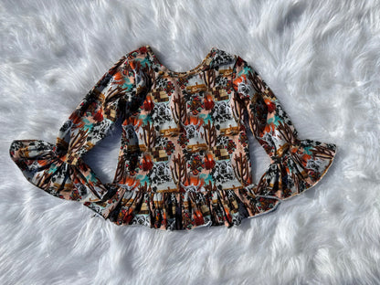 The World Needs More Cowboys Bell Sleeve Leo/Top