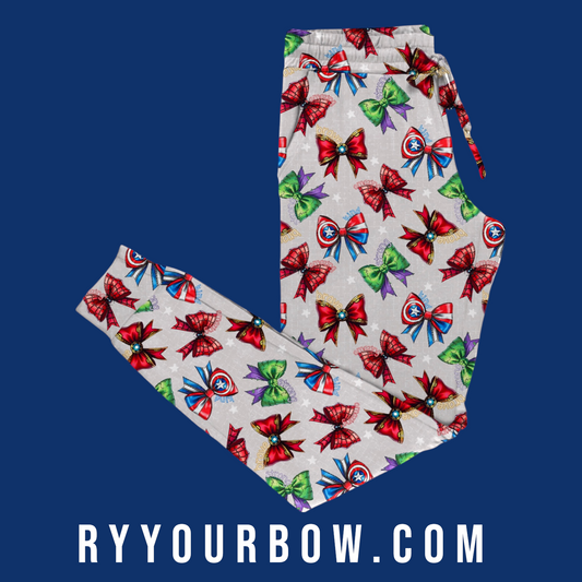 Superheroes Coquette Bows Adult Joggers RTS