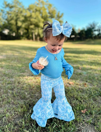Blue Bow Double Bell Bottoms