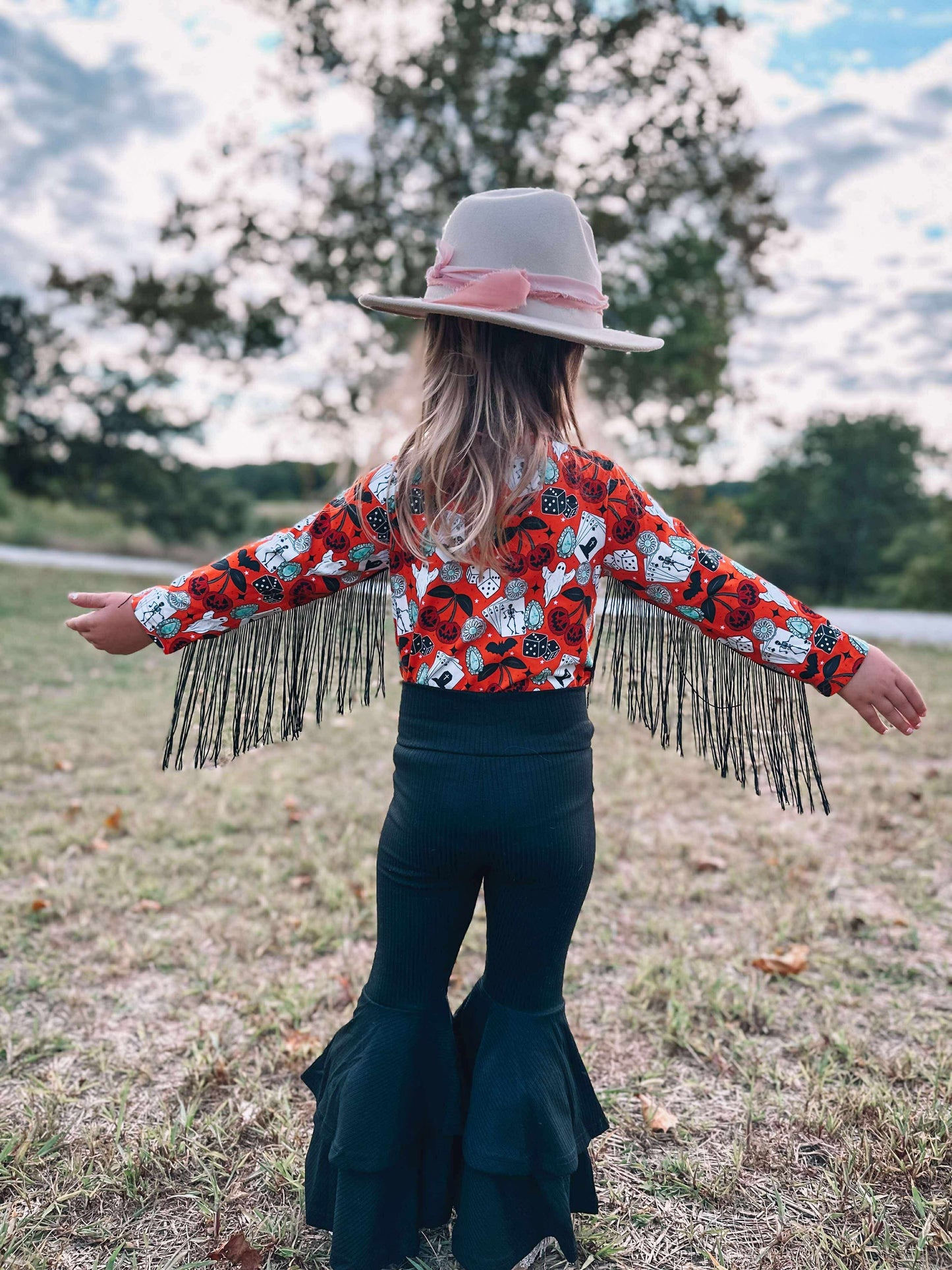 Haunted honky tonk fringe leo/top (FINAL SALE)
