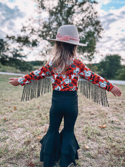 Haunted honky tonk fringe leo/top (FINAL SALE)
