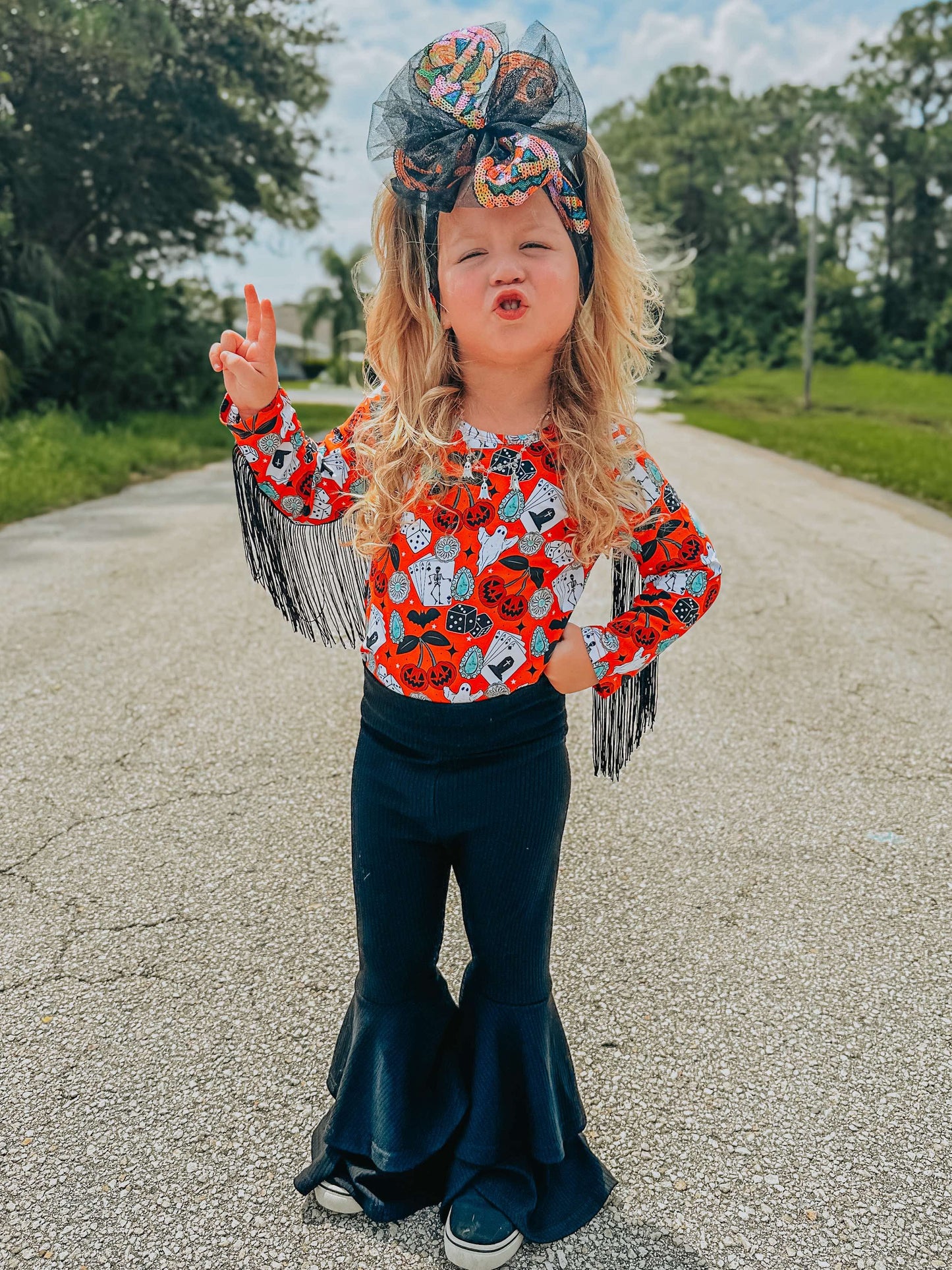 Haunted honky tonk fringe leo/top (FINAL SALE)