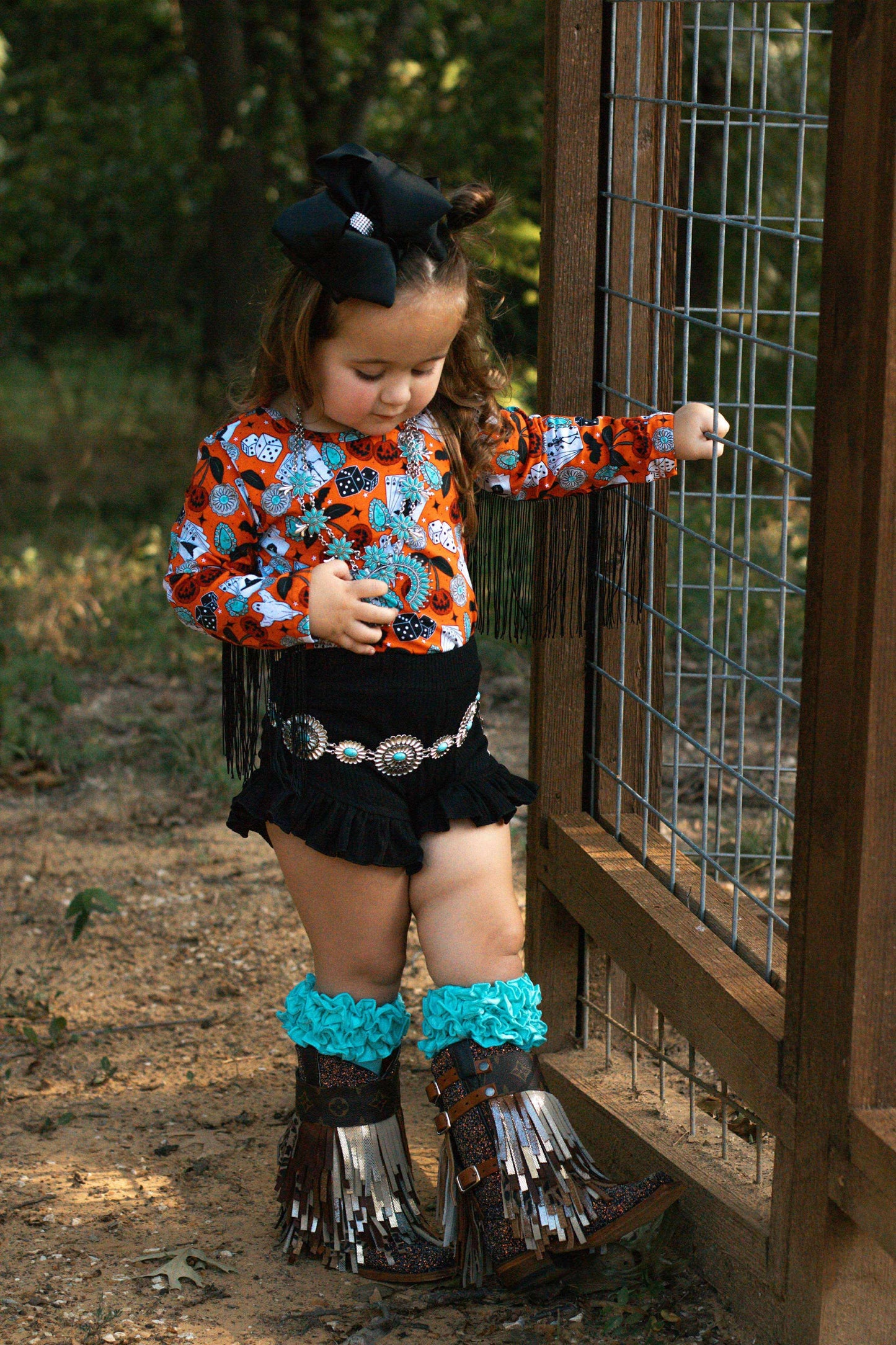 Haunted honky tonk fringe leo/top (FINAL SALE)