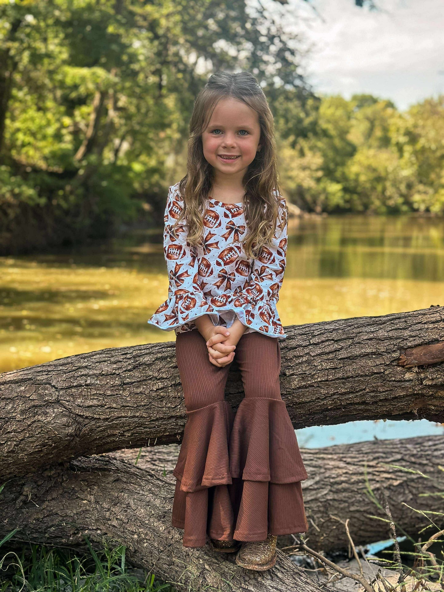 Quarterback Cutie Ruffled Sleeve Top