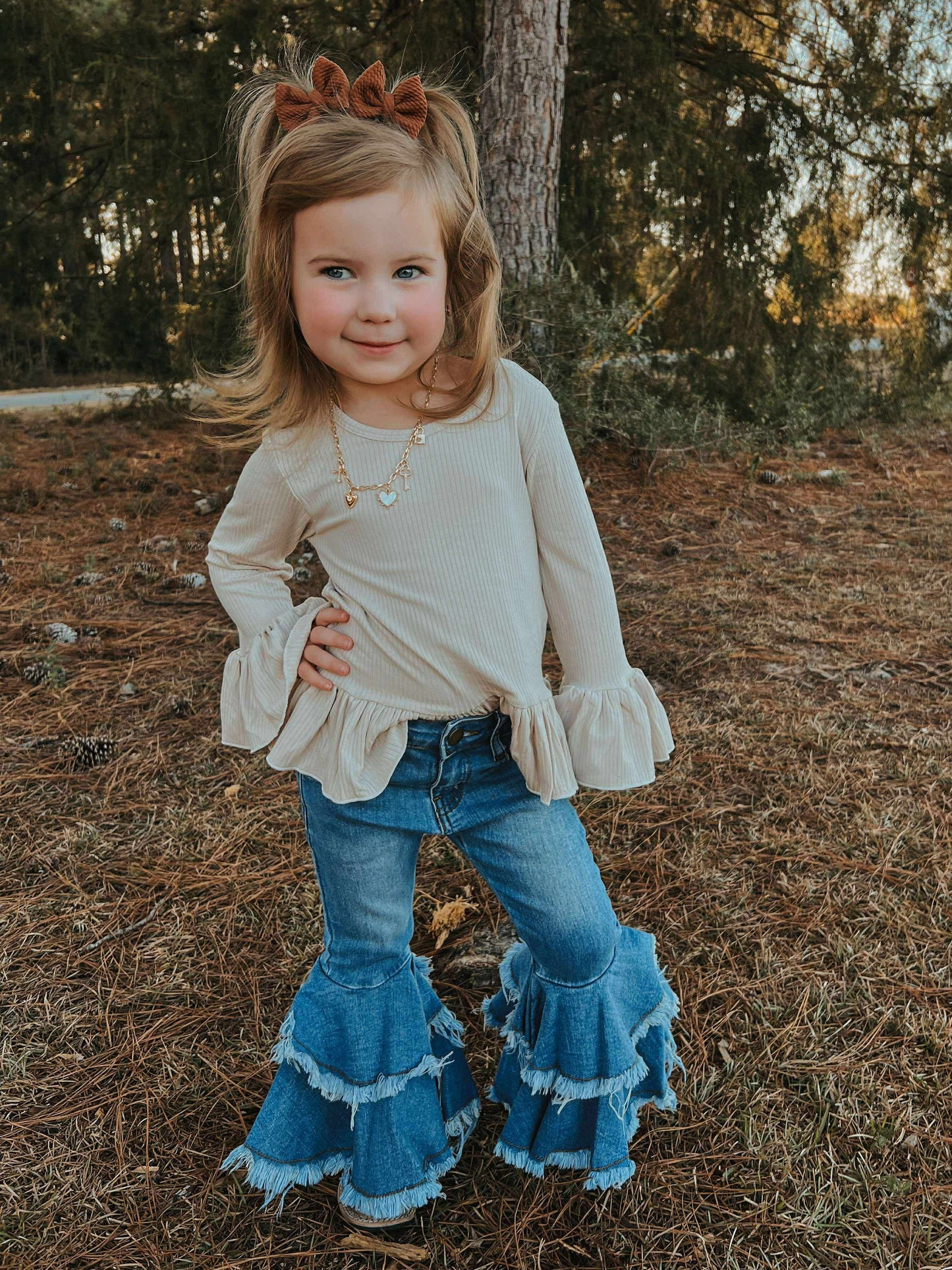 Vanilla Chai Ruffled Sleeve Top