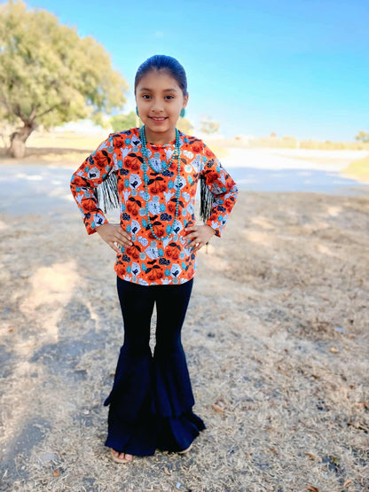 Haunted honky tonk fringe leo/top (FINAL SALE)