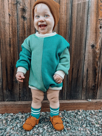 Cedar Color Block Sweater Romper