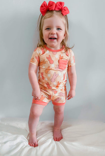 Peach Bunnies Bamboo Set