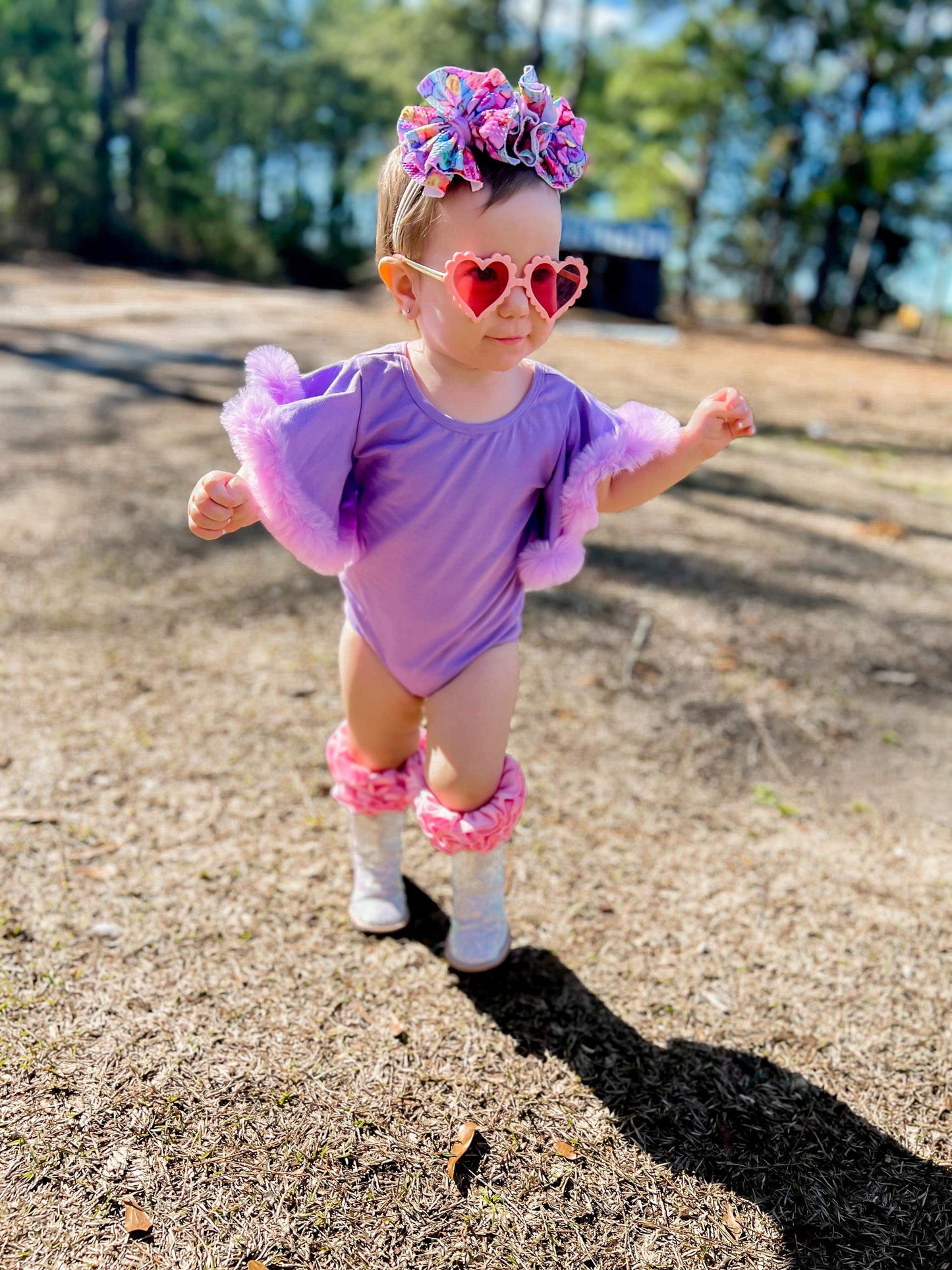 Light purple with boa sleeves romper/top