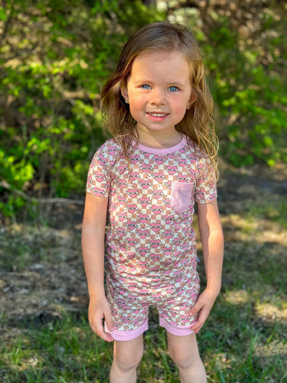 Checkered Mama's Girl Bamboo Short Set