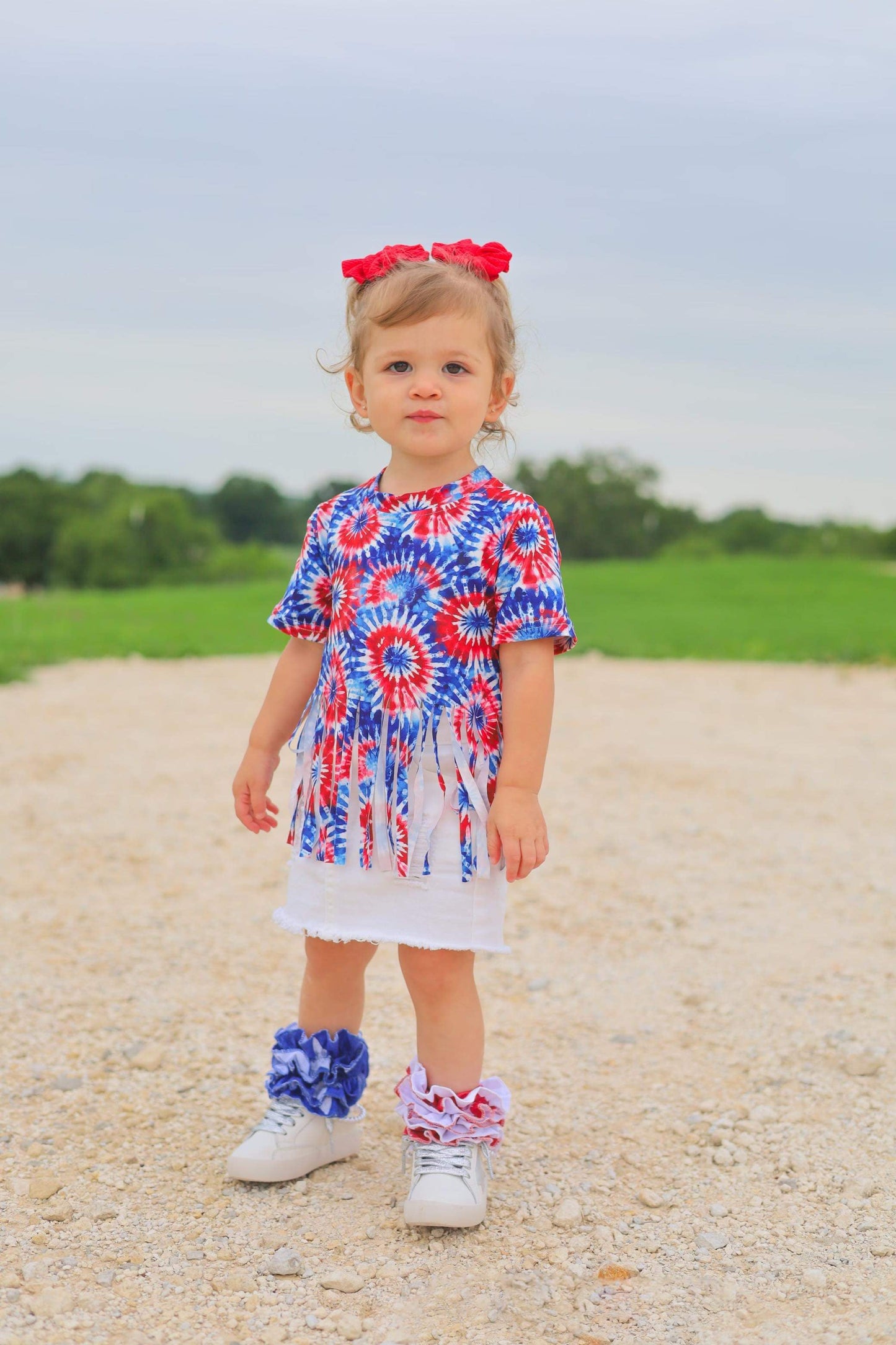 Patriotic Tie Dye Fringe Top