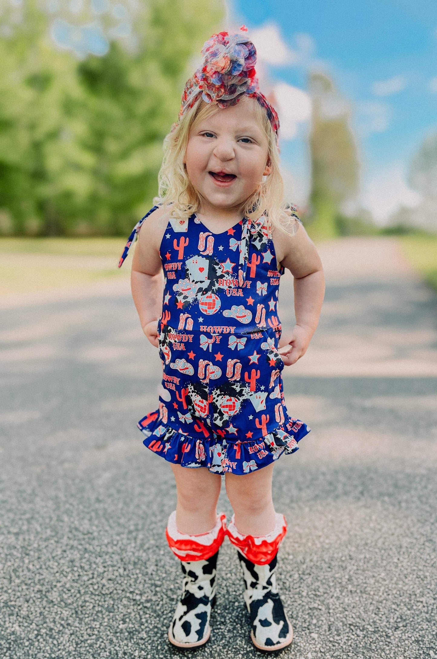 Howdy USA Tie Romper