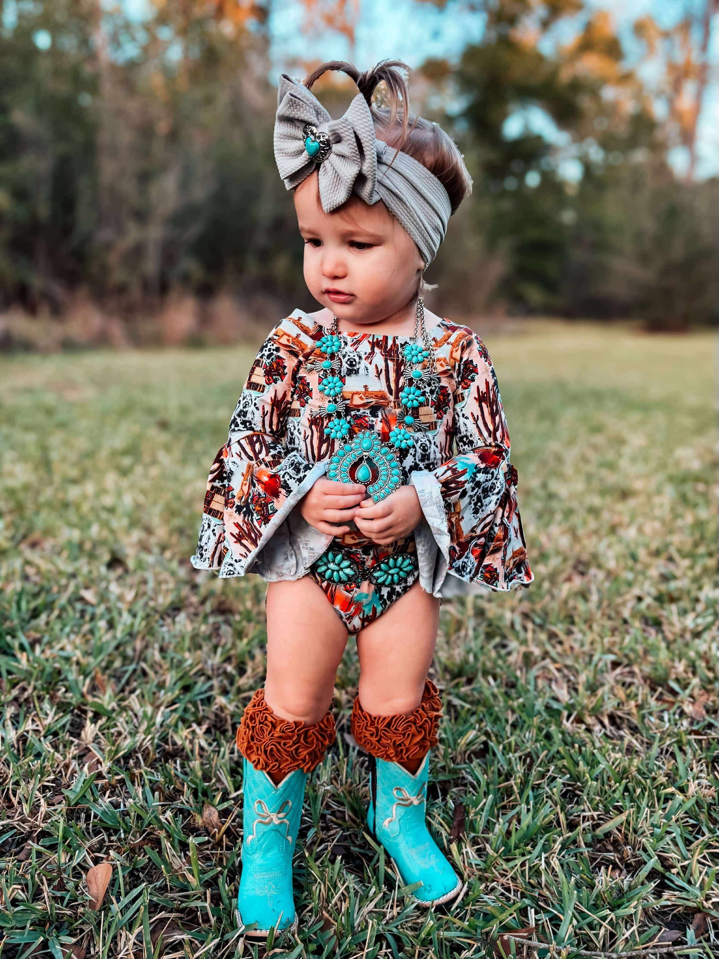 The World Needs More Cowboys Bell Sleeve Leo/Top