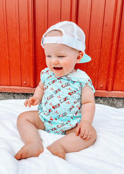Red, White & Skate Bamboo Hooded Romper