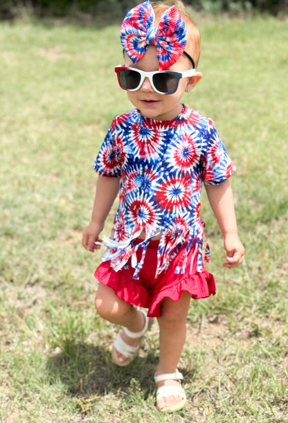 Patriotic Tie Dye Fringe Top