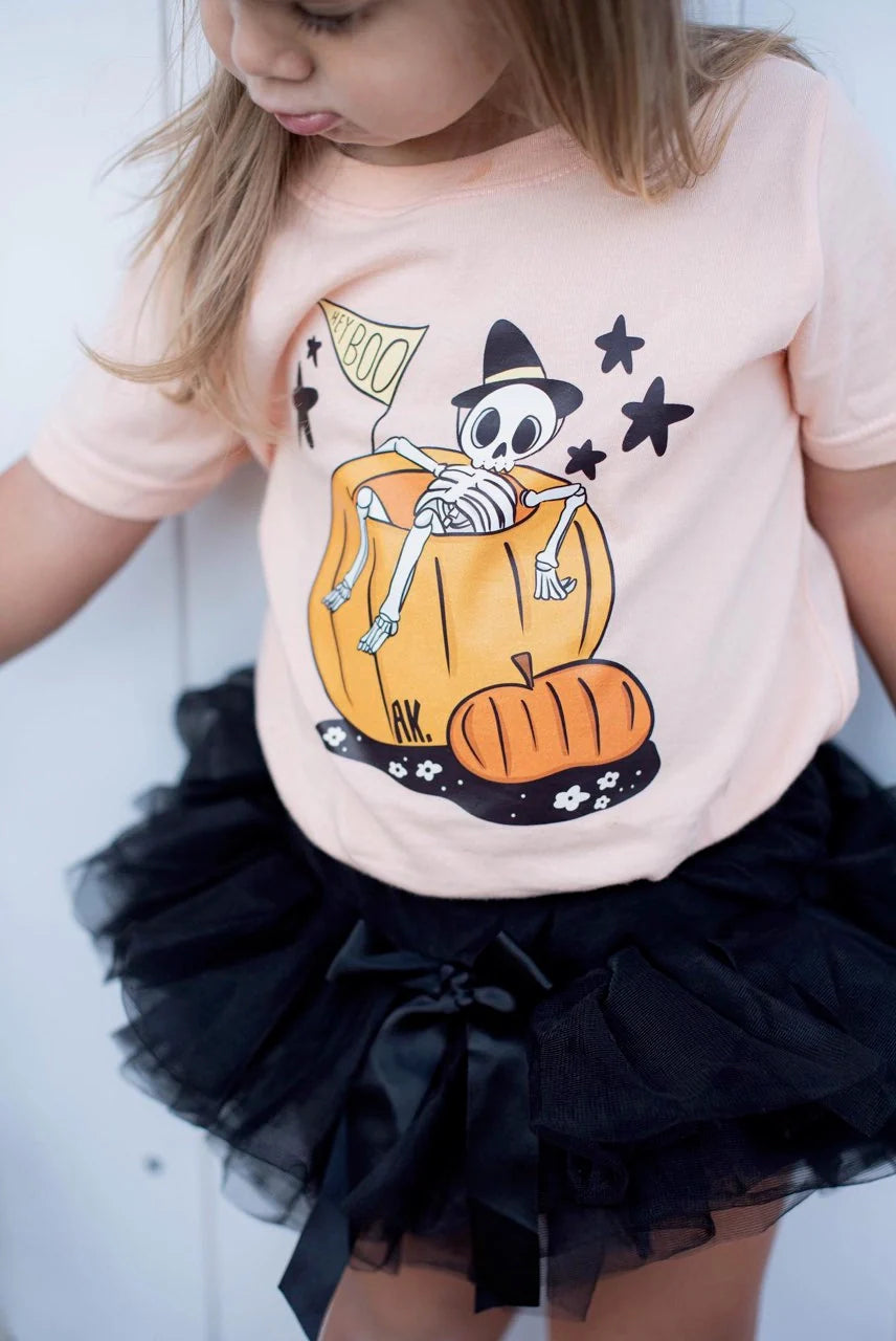 Pumpkin skelly-graphic tee