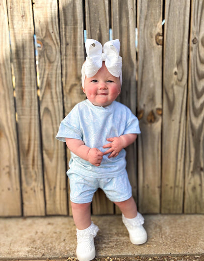 Blue camo short set