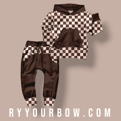 Mocha Check Sweatshirt Set Bamboo *PREORDER*