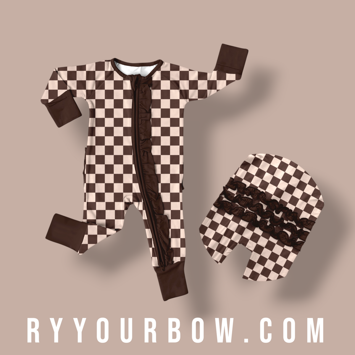 Mocha Check Ruffled Zippy *PREORDER*