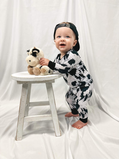 Black Cow Print Bamboo Set  (FINAL SALE)