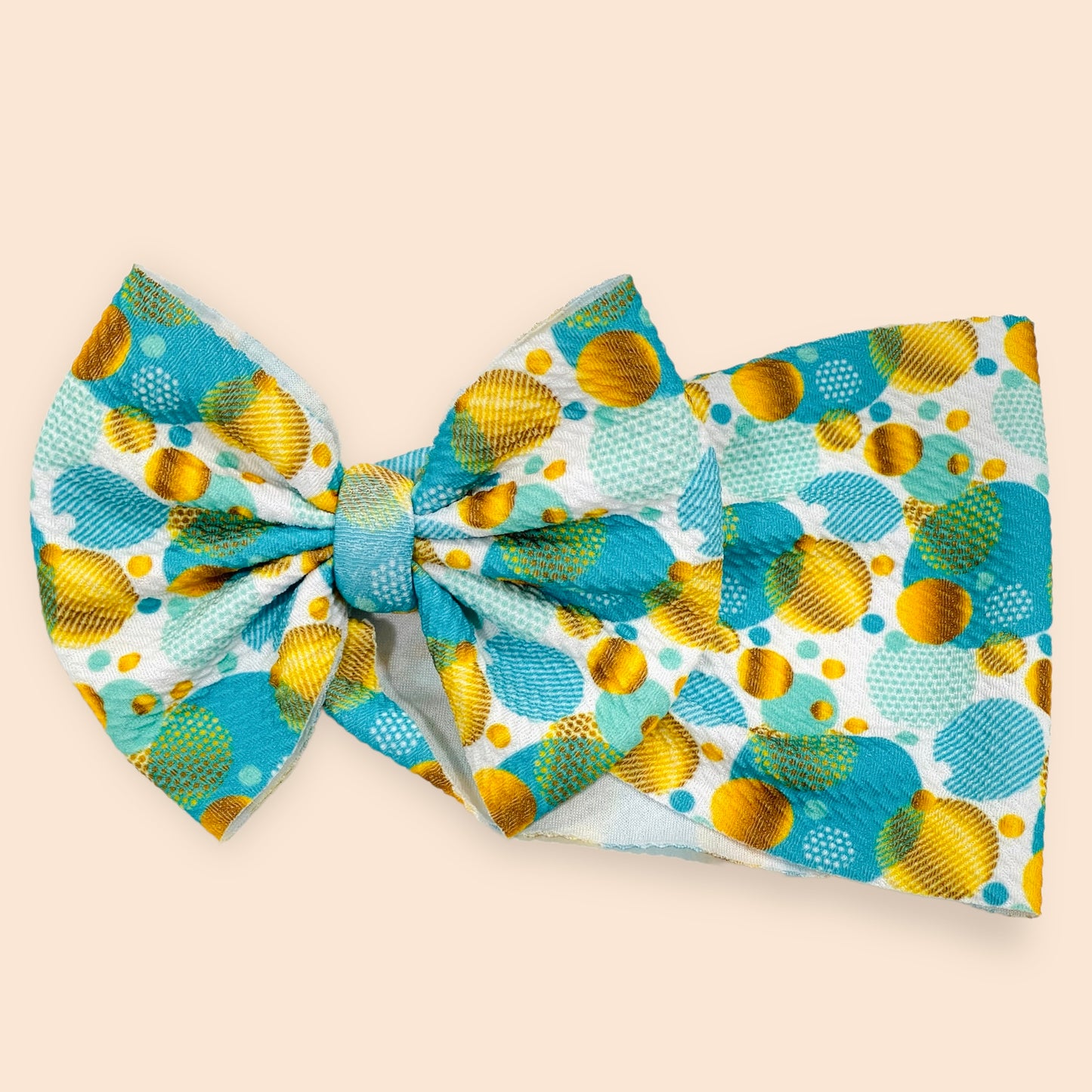 Blues and Gold Print Bow