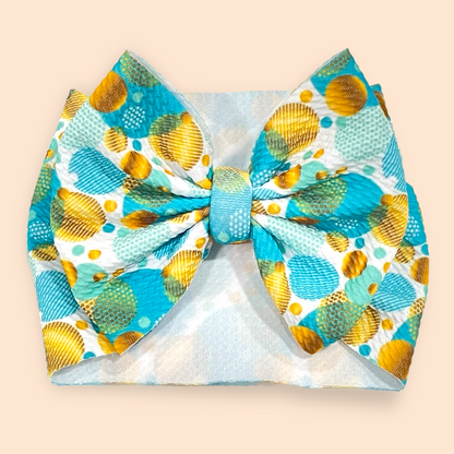 Blues and Gold Print Bow